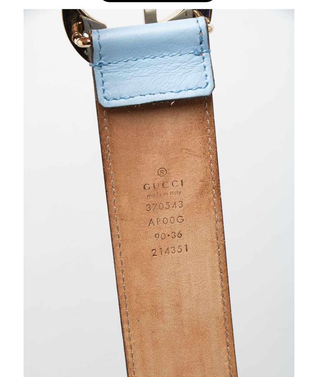 GUCCI Голубой кожаный ремень, фото 3