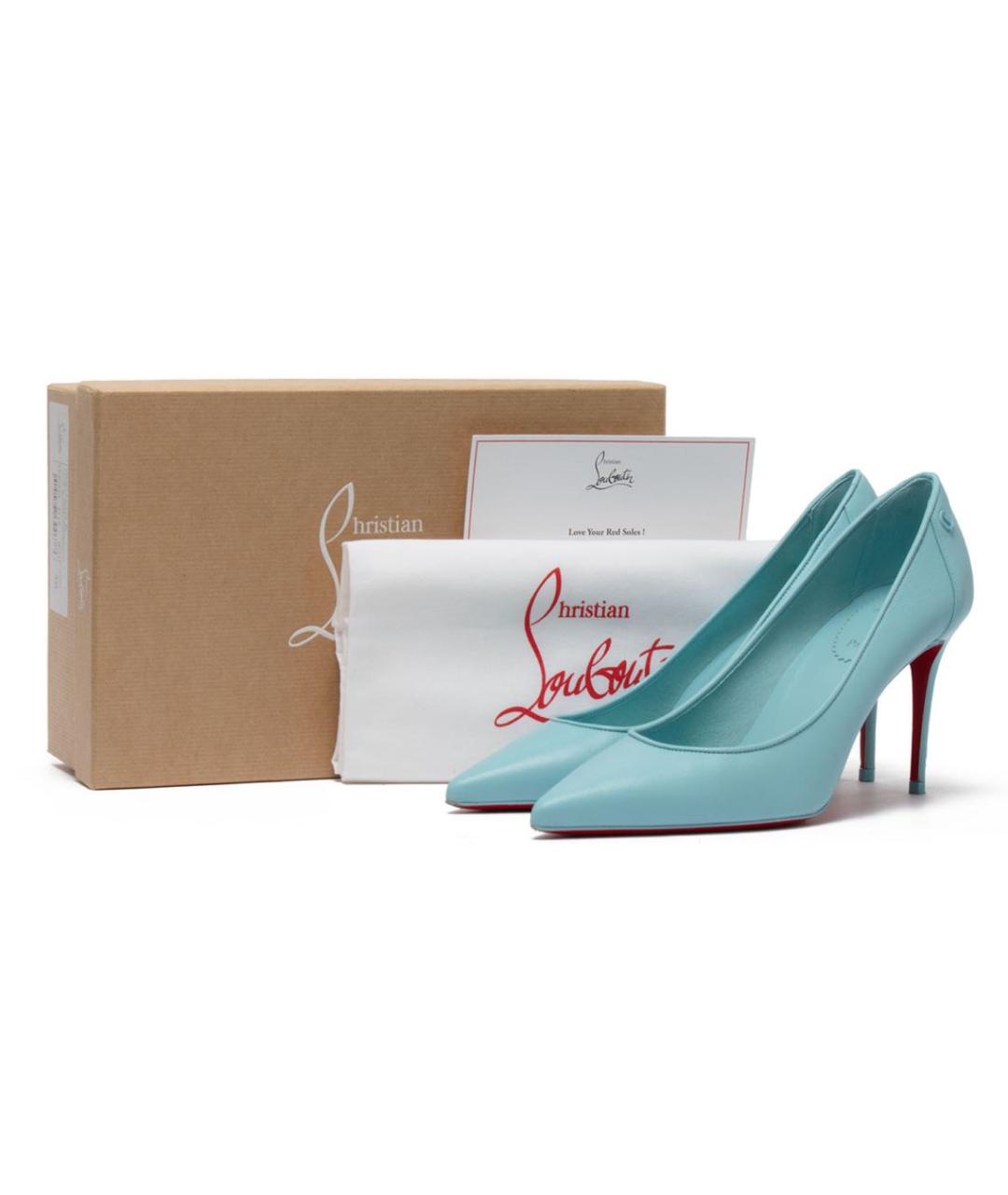 CHRISTIAN LOUBOUTIN Голубые кожаные туфли, фото 5