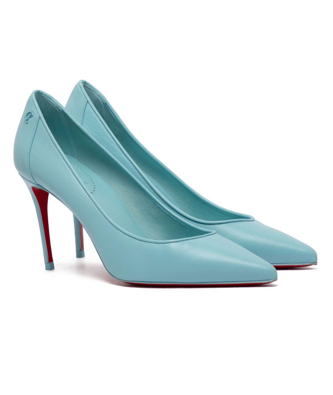 CHRISTIAN LOUBOUTIN Голубые кожаные туфли, фото 4