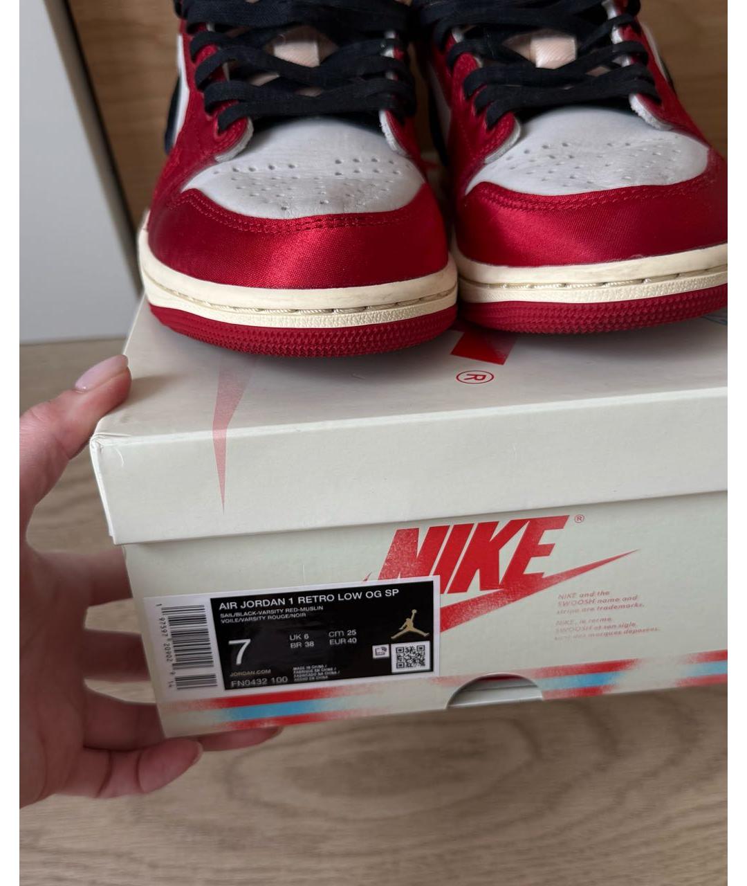 JORDAN Красные кожаные кроссовки, фото 8