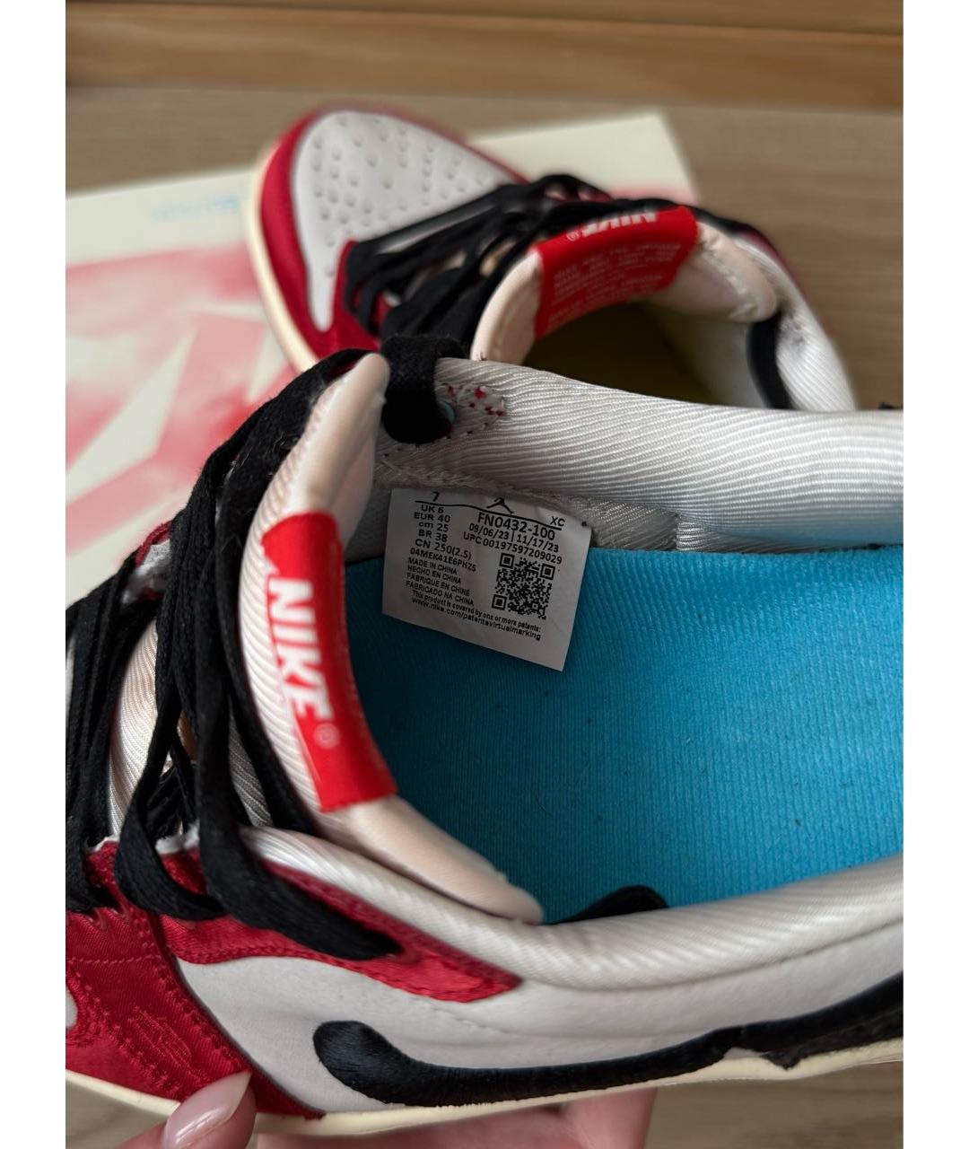 JORDAN Красные кожаные кроссовки, фото 6