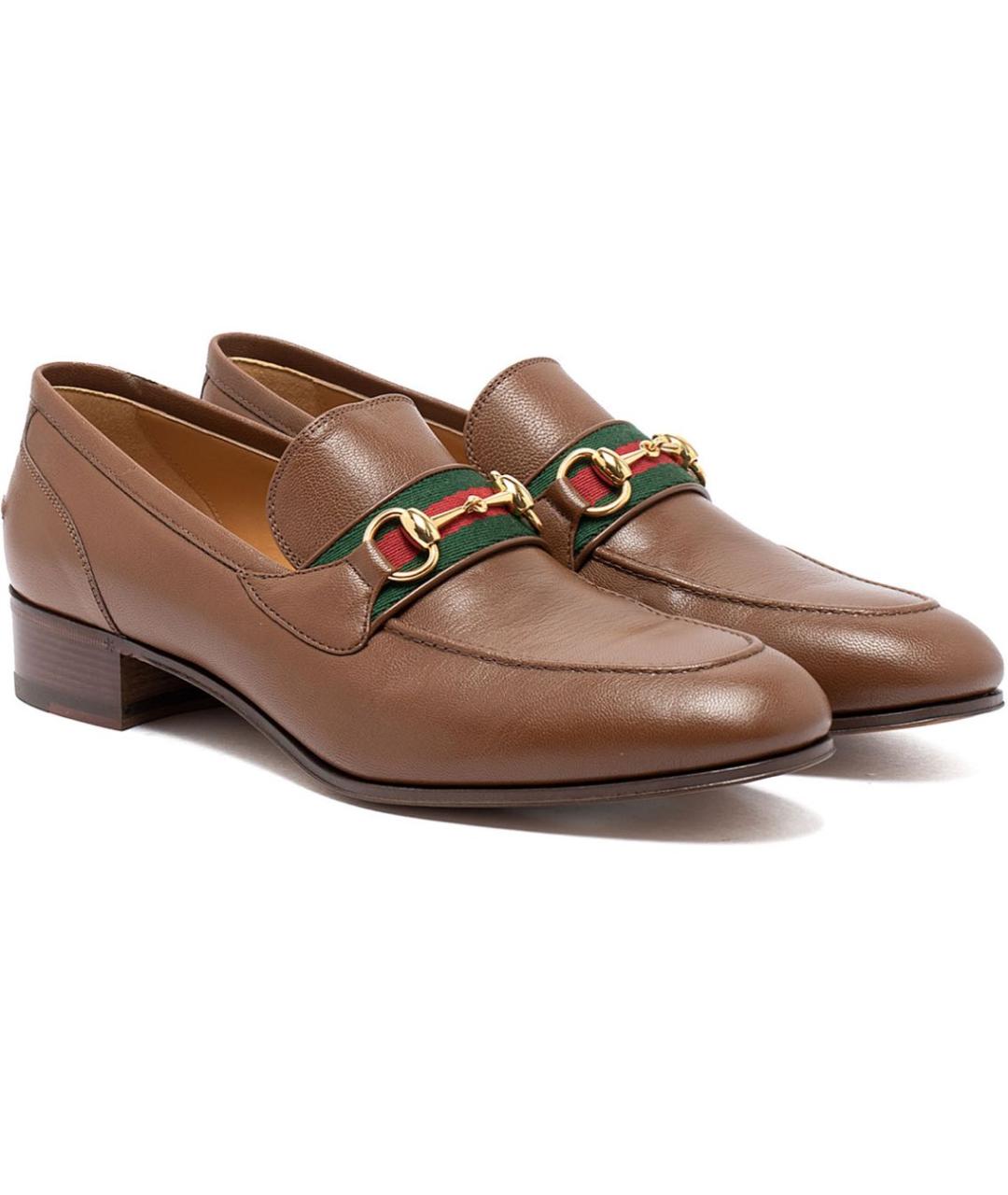 GUCCI Коричневые кожаные лоферы, фото 2