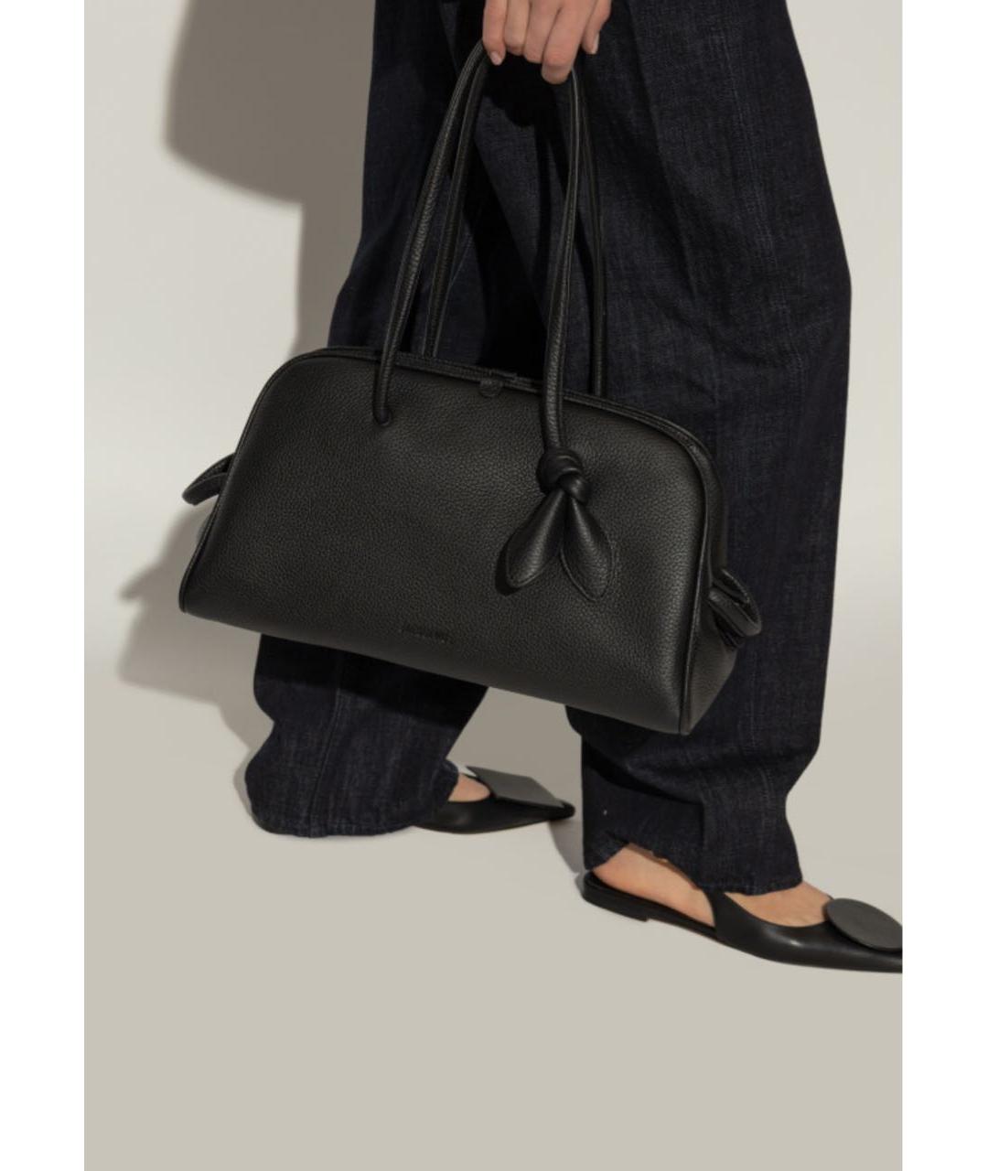 JACQUEMUS Черная кожаная сумка тоут, фото 2