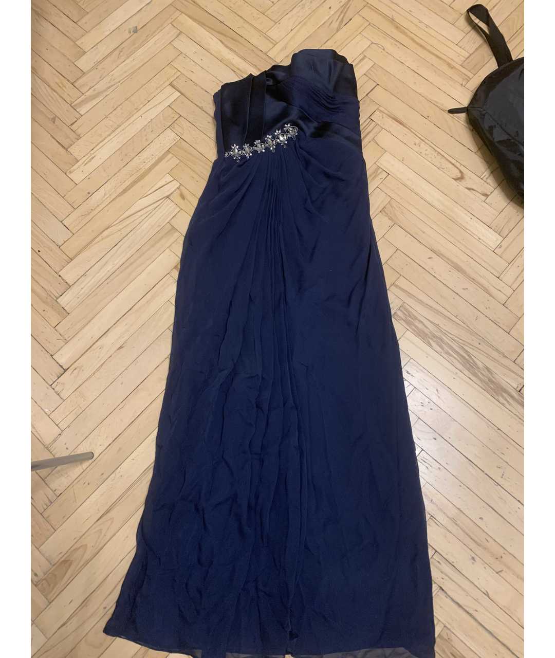 MARCHESA NOTTE Темно-синее шелковое вечернее платье, фото 2