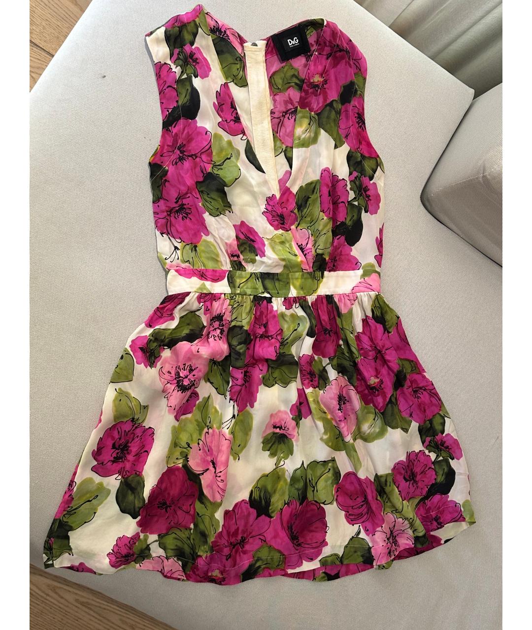 DOLCE&GABBANA Мульти шелковое повседневное платье, фото 7