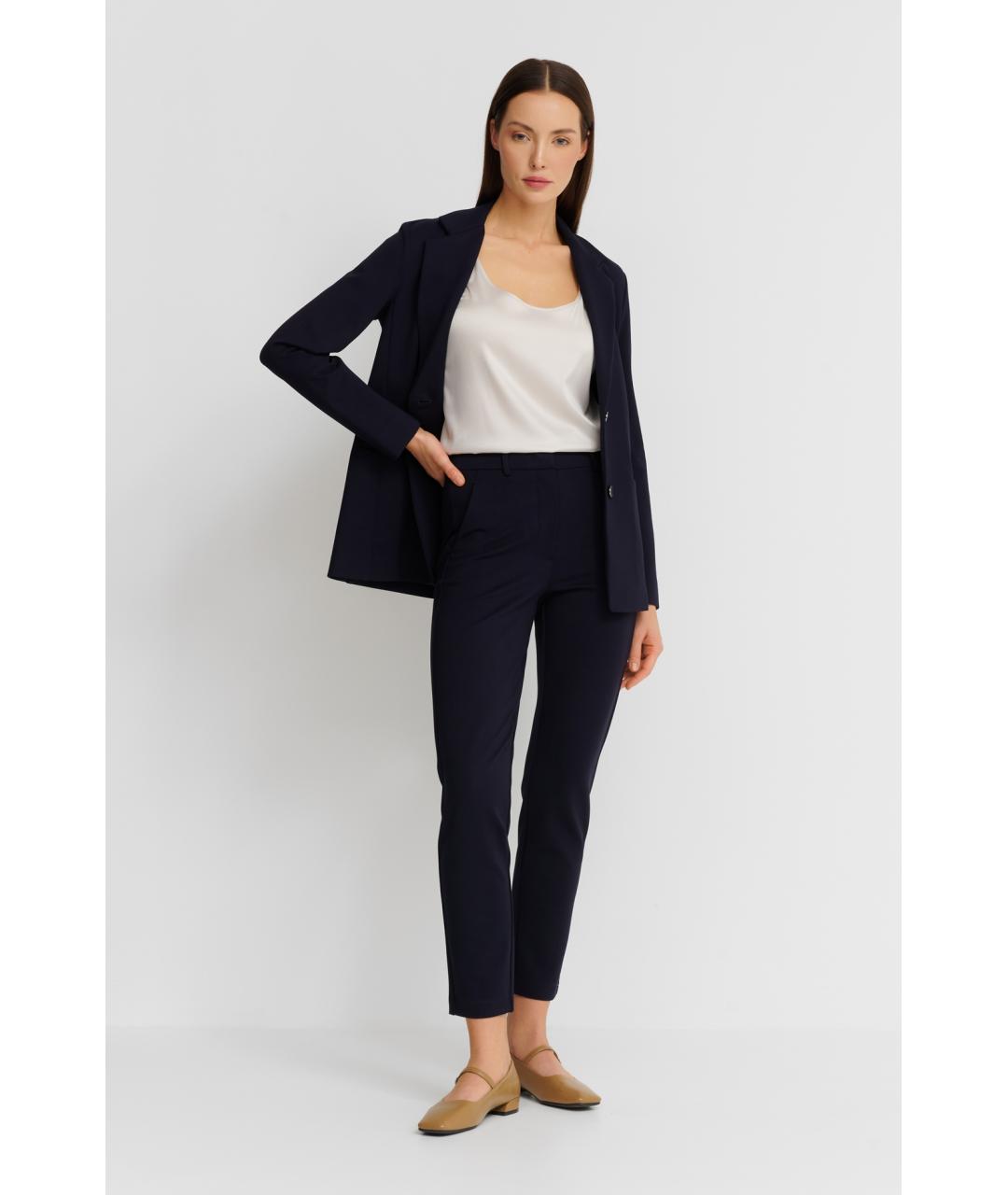 MAX MARA Темно-синие шерстяные прямые брюки, фото 5
