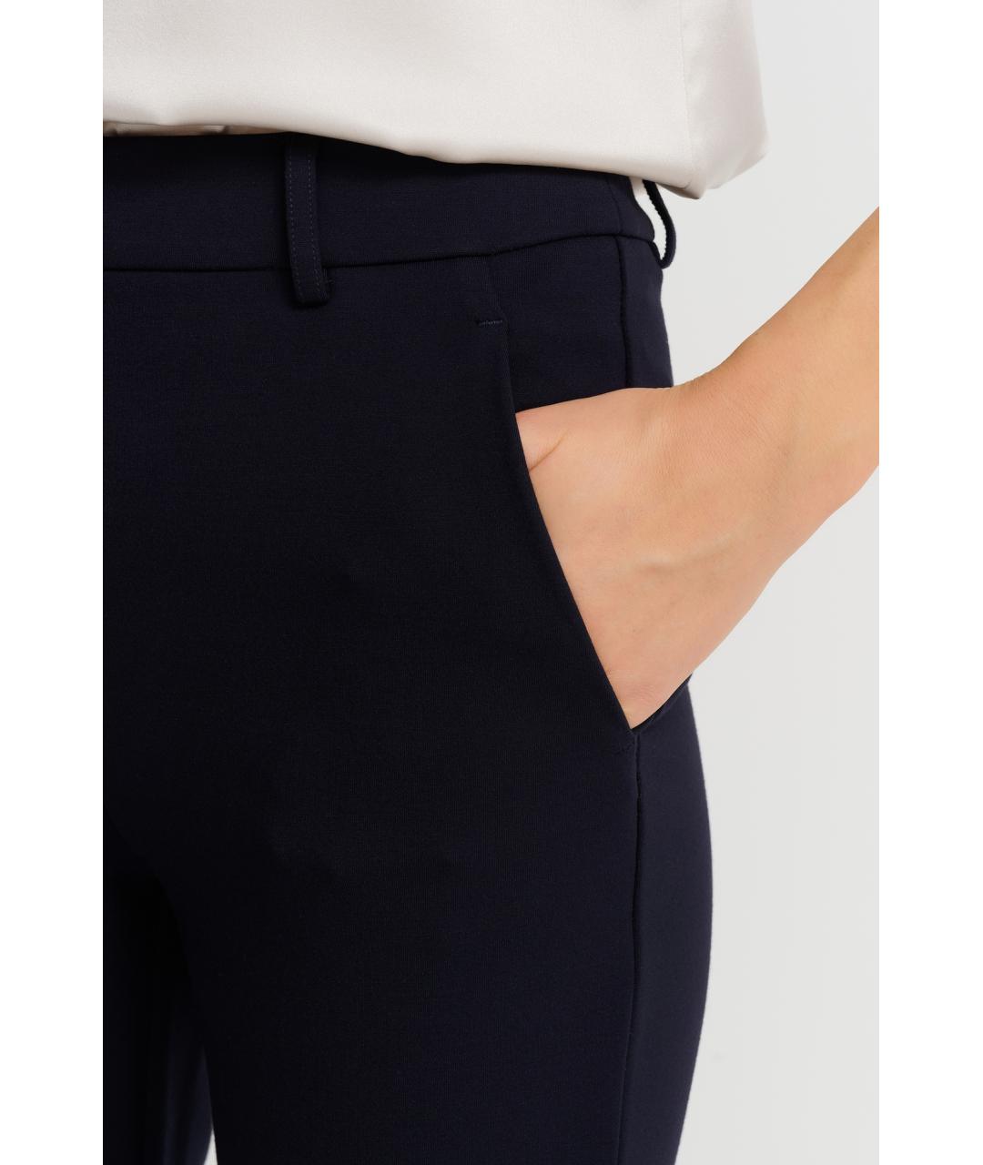 MAX MARA Темно-синие шерстяные прямые брюки, фото 4