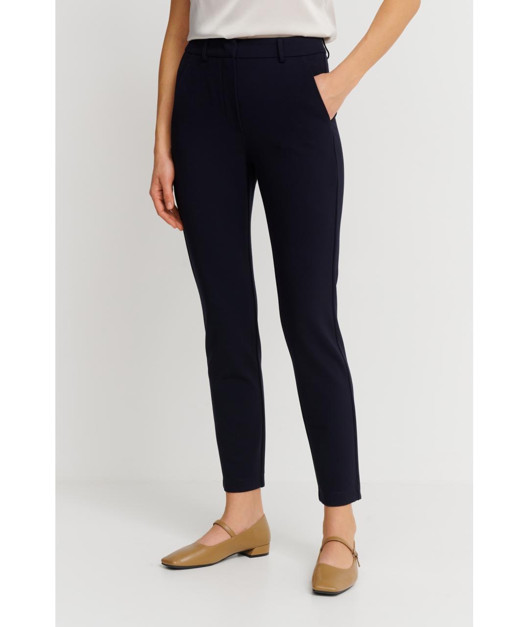 MAX MARA Темно-синие шерстяные прямые брюки, фото 2