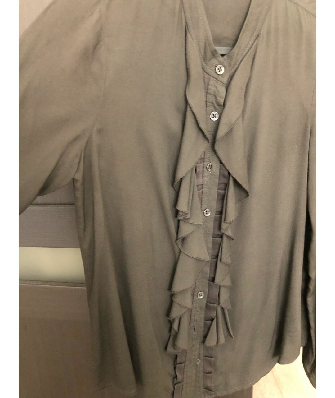 DKNY Хаки вискозная рубашка, фото 4