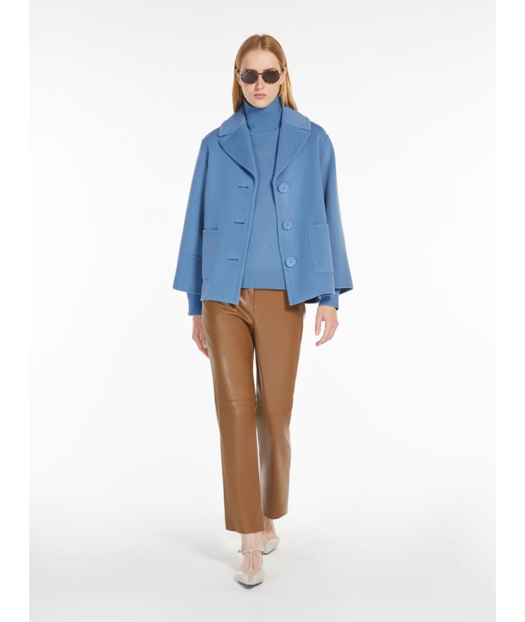 'S MAX MARA Голубое шерстяное пальто, фото 4