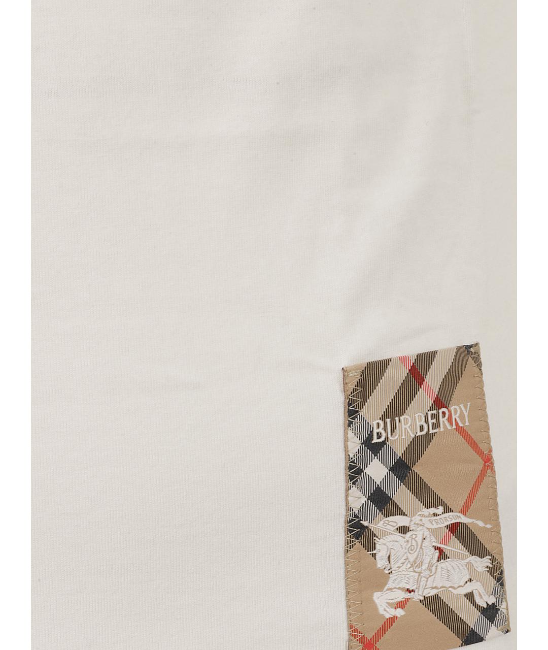 BURBERRY Белая хлопковая футболка, фото 3