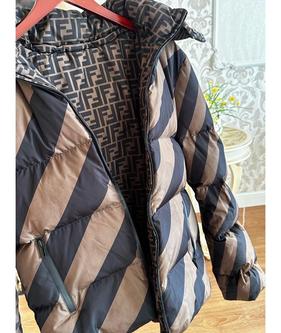 FENDI Коричневый полиэстеровый пуховик, фото 5