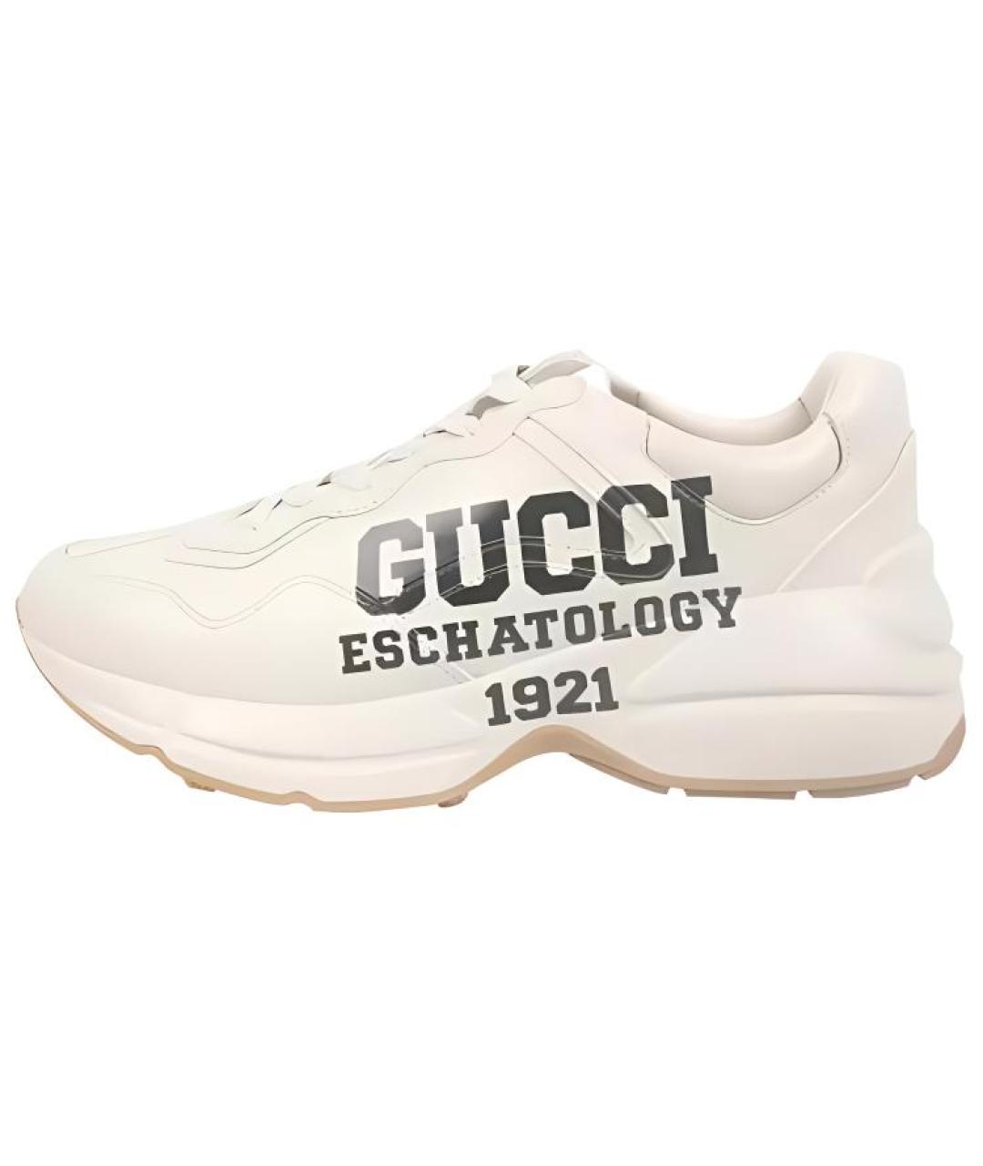GUCCI Белые кожаные кроссовки, фото 6