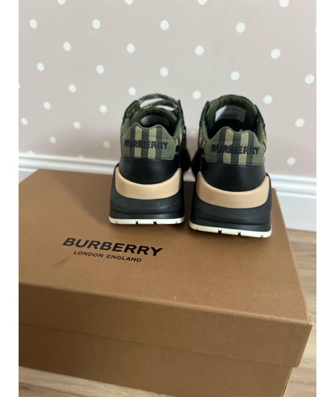 BURBERRY Зеленые кожаные кроссовки, фото 4