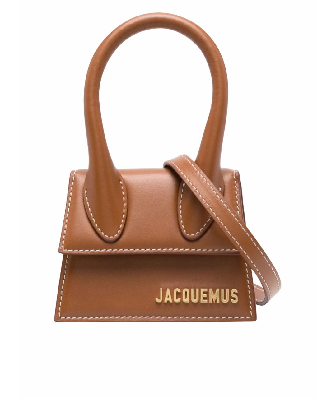 JACQUEMUS Коричневая кожаная сумка с короткими ручками, фото 1