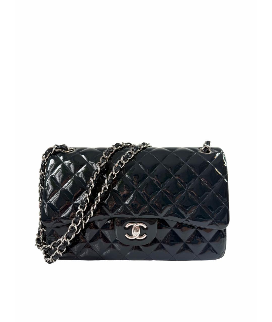 CHANEL Темно-синяя сумка через плечо из лакированной кожи, фото 1
