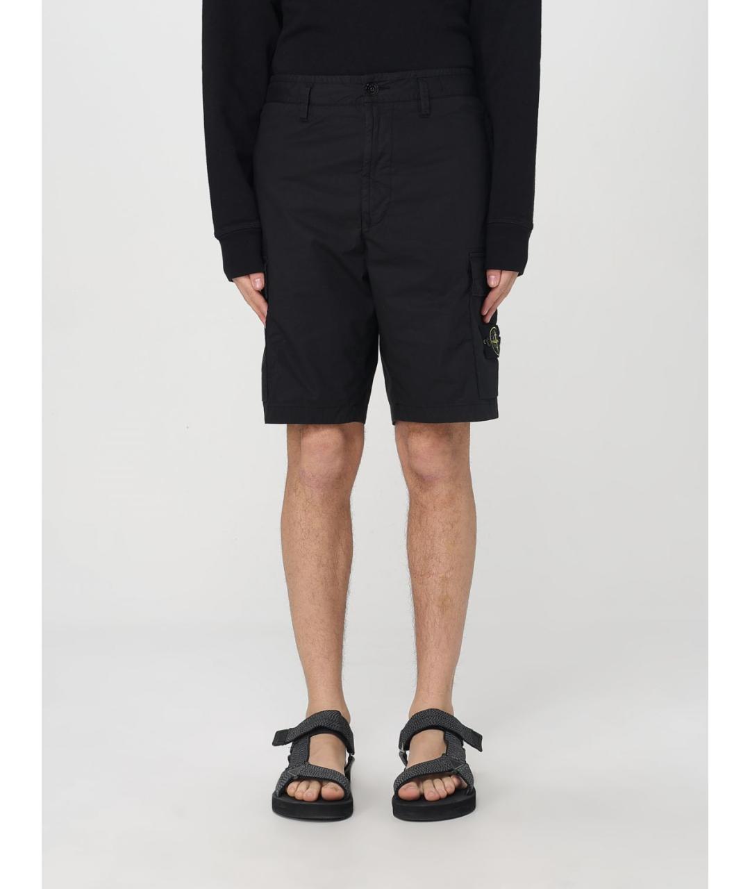 STONE ISLAND Черные хлопковые шорты, фото 2