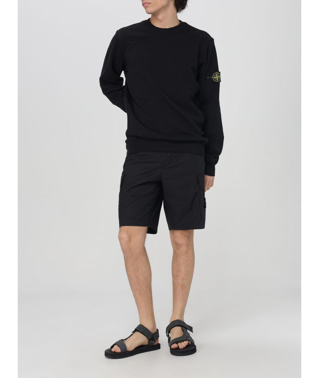 STONE ISLAND Черные хлопковые шорты, фото 3