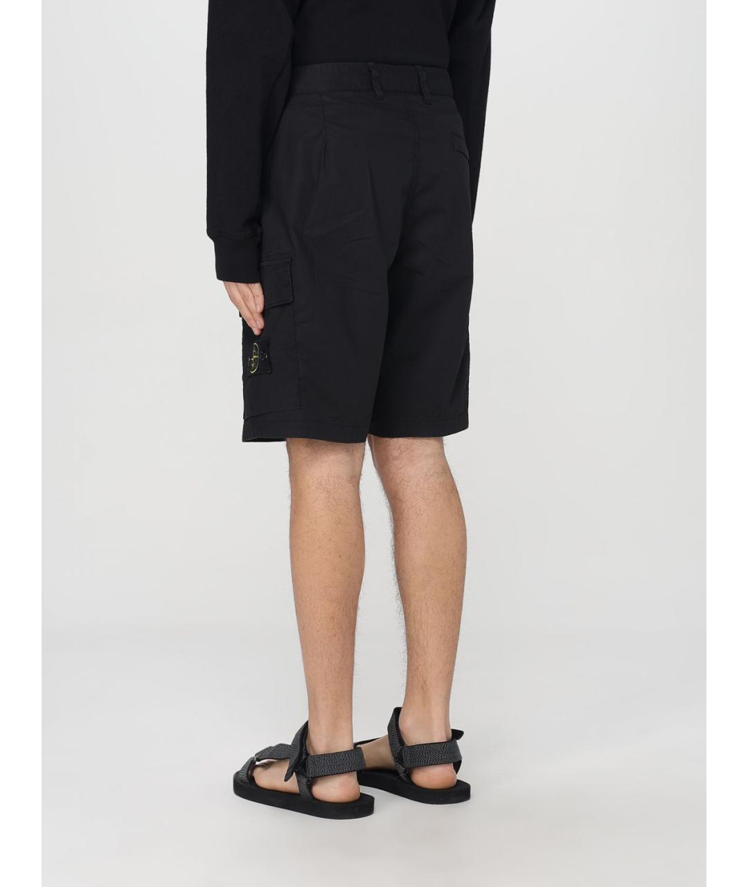 STONE ISLAND Черные хлопковые шорты, фото 4