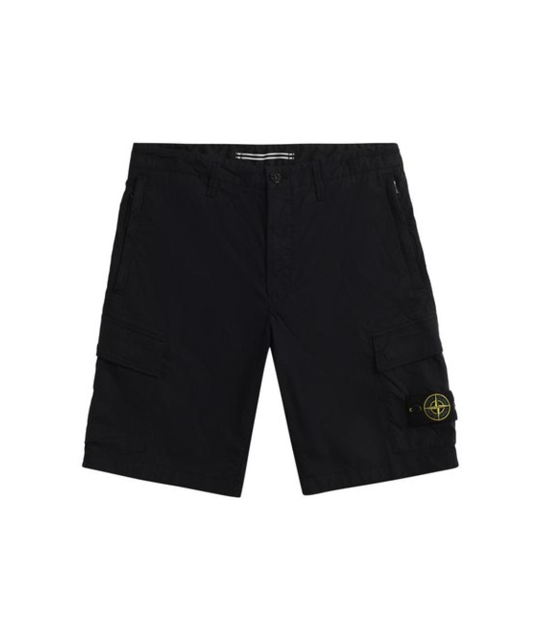 STONE ISLAND Черные хлопковые шорты, фото 1