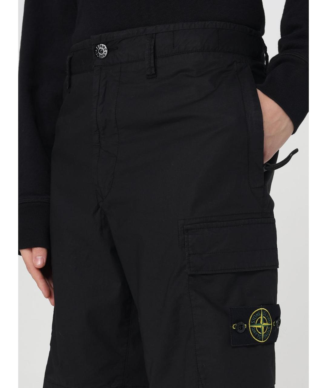 STONE ISLAND Черные хлопковые шорты, фото 6