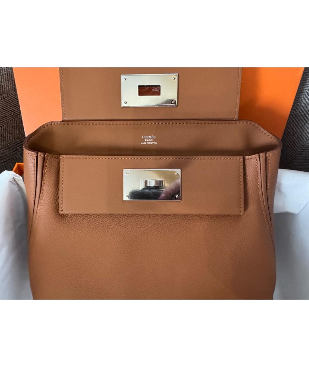 HERMES Коричневая кожаная сумка через плечо, фото 4