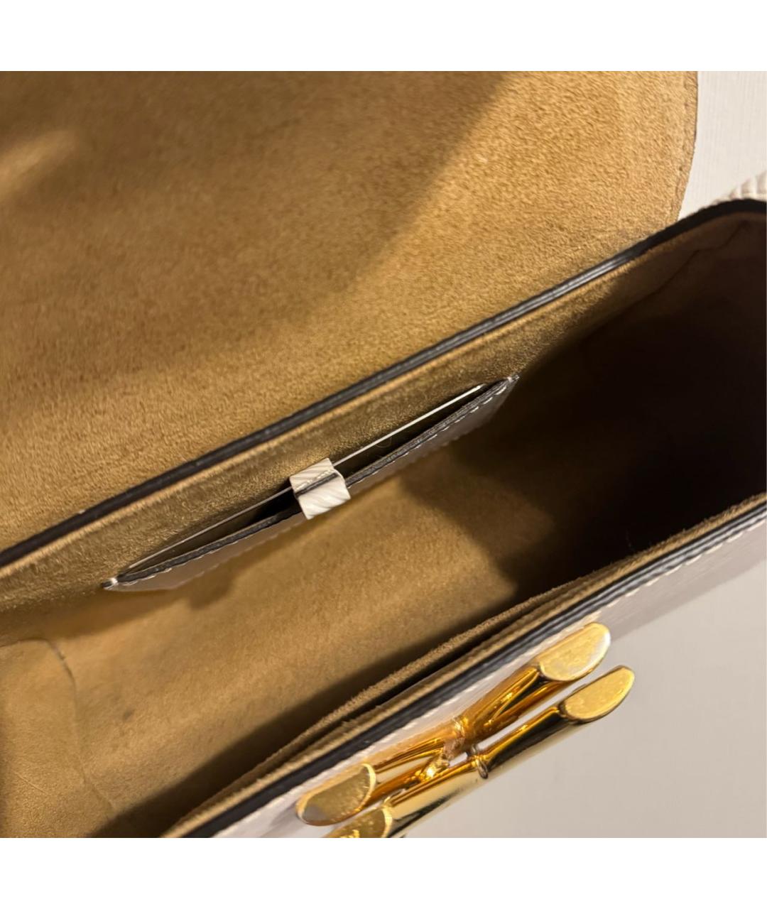 LOUIS VUITTON Белая кожаная сумка через плечо, фото 4