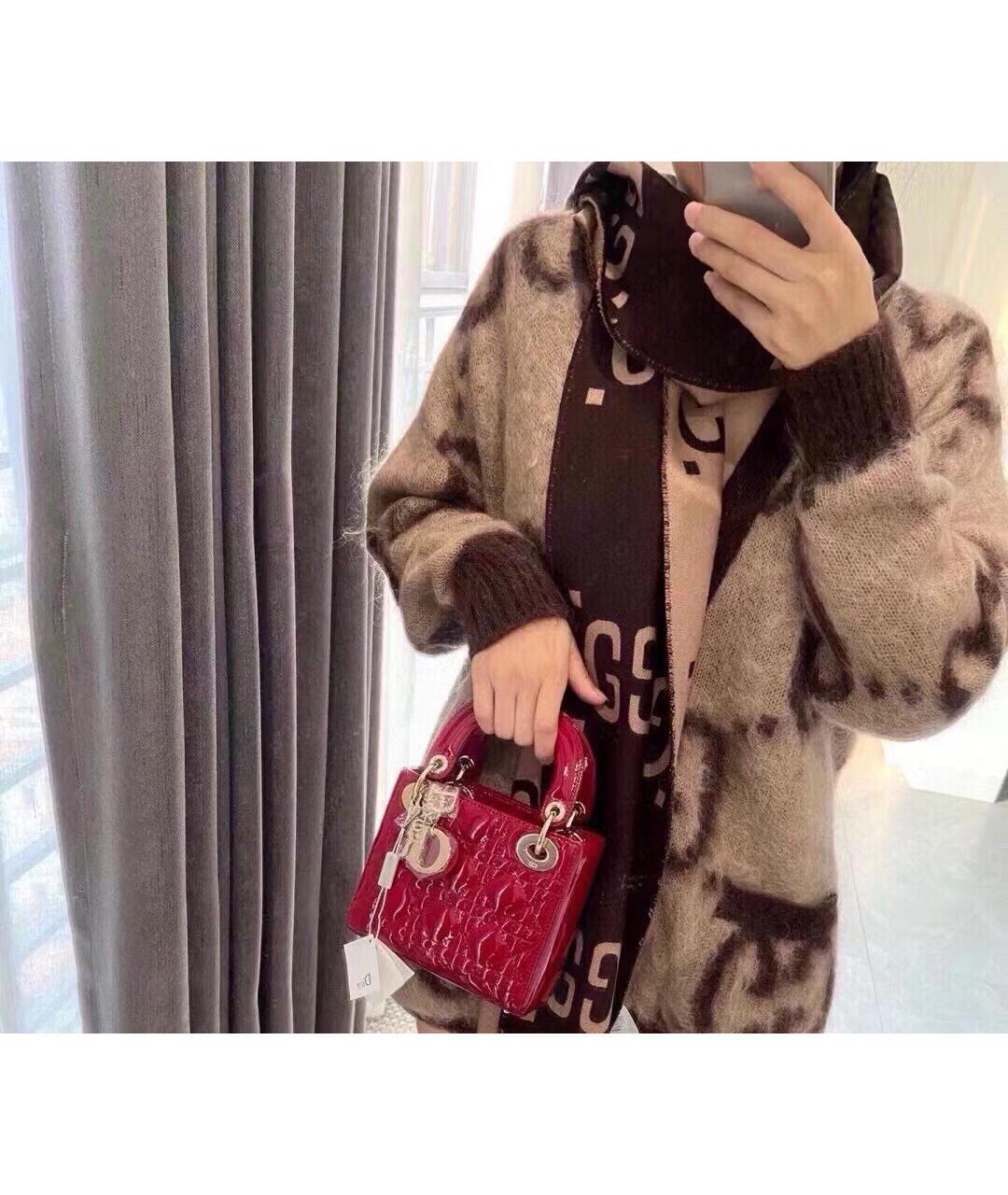 CHRISTIAN DIOR Красная сумка через плечо из лакированной кожи, фото 8