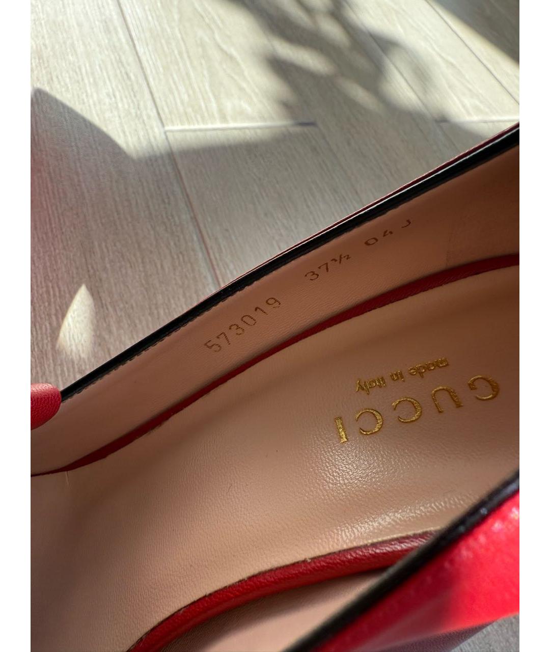 GUCCI Красные кожаные туфли, фото 6