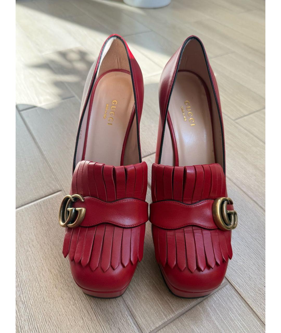 GUCCI Красные кожаные туфли, фото 2