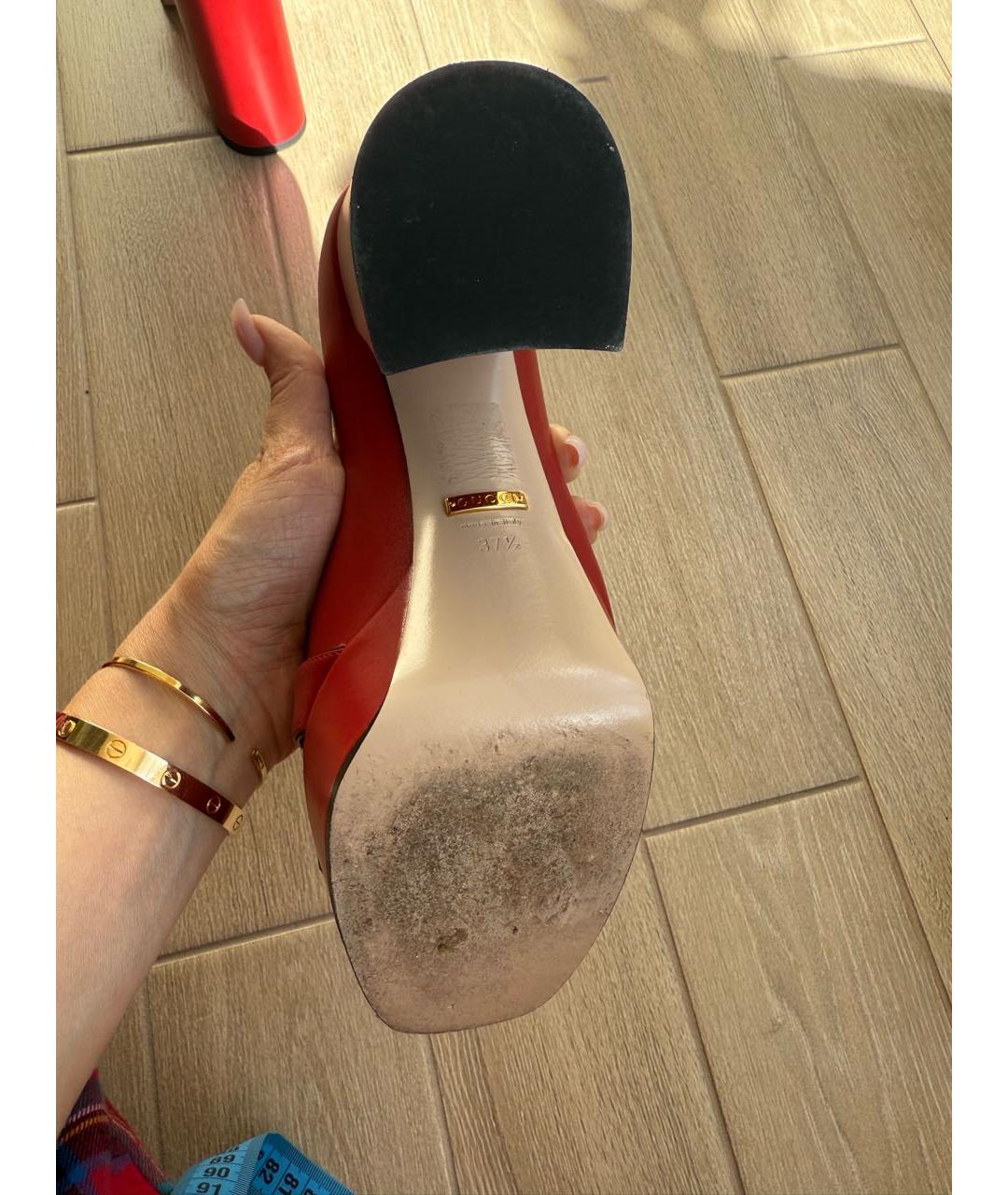 GUCCI Красные кожаные туфли, фото 5