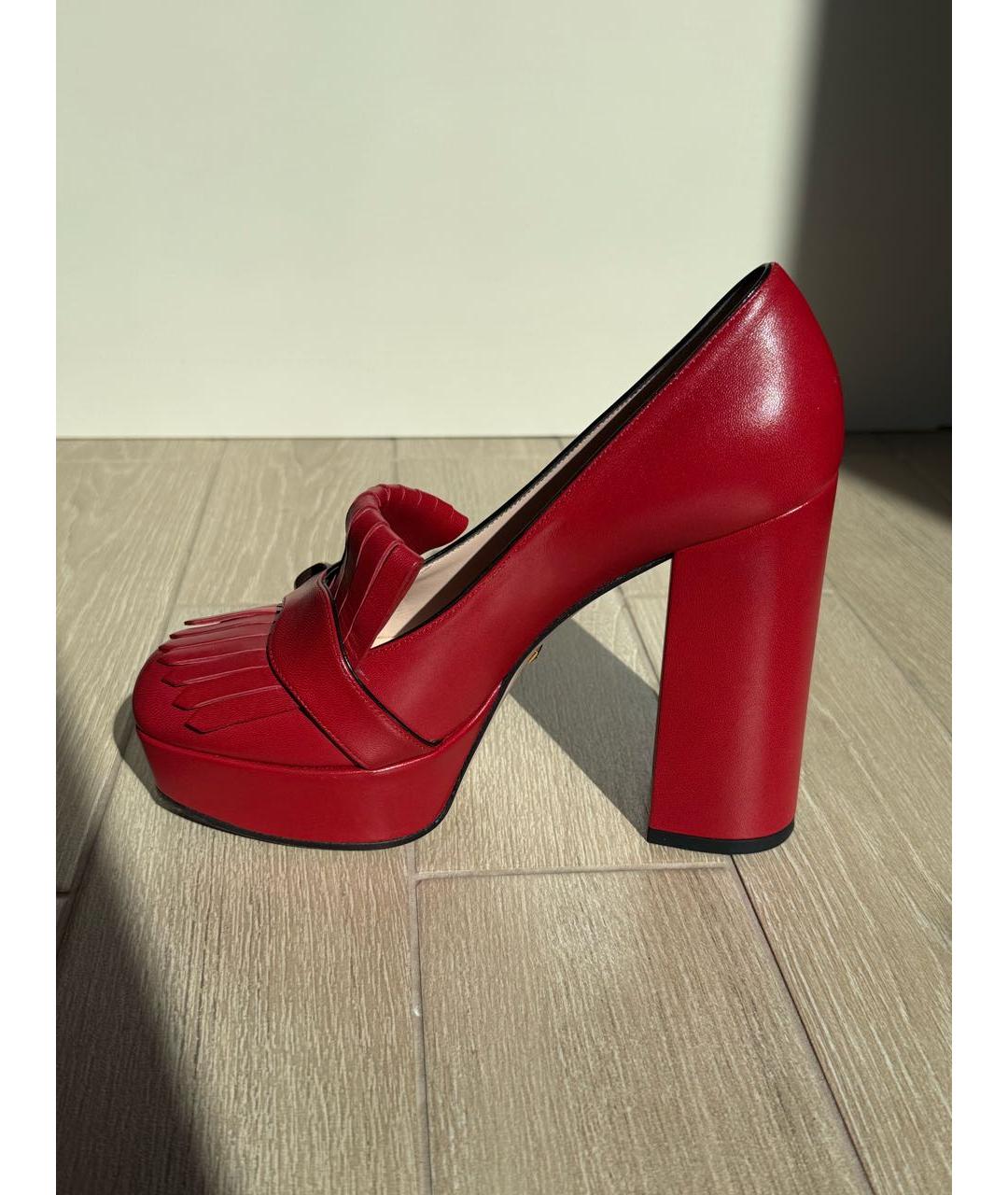 GUCCI Красные кожаные туфли, фото 3