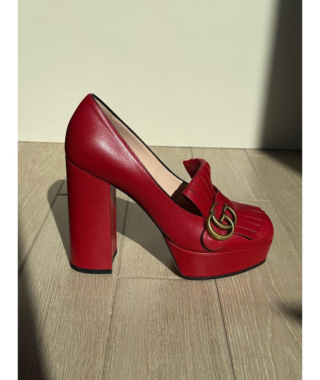 GUCCI Красные кожаные туфли, фото 8