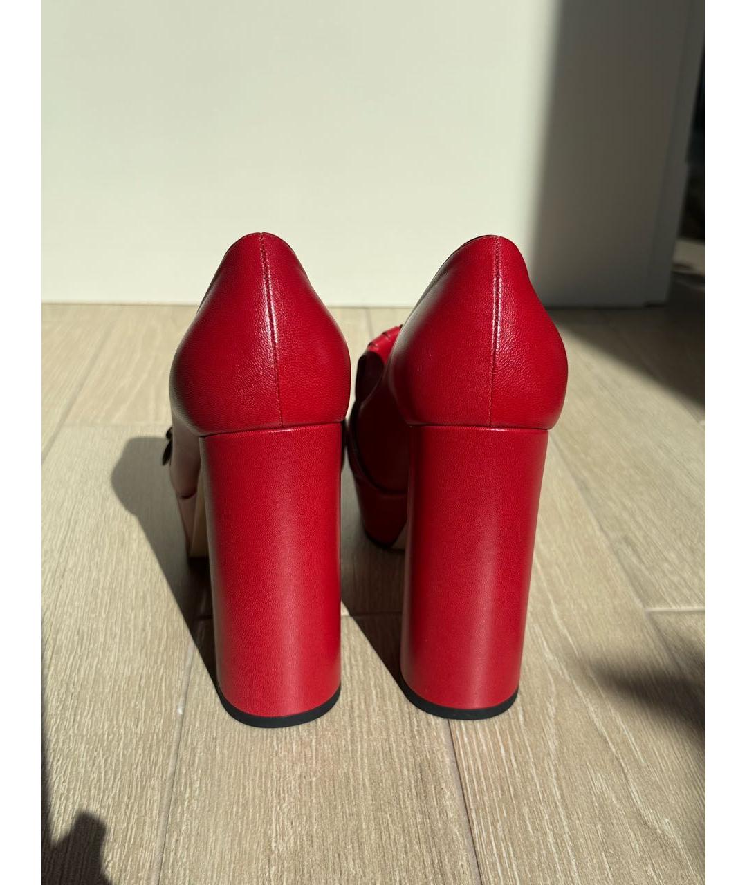 GUCCI Красные кожаные туфли, фото 4