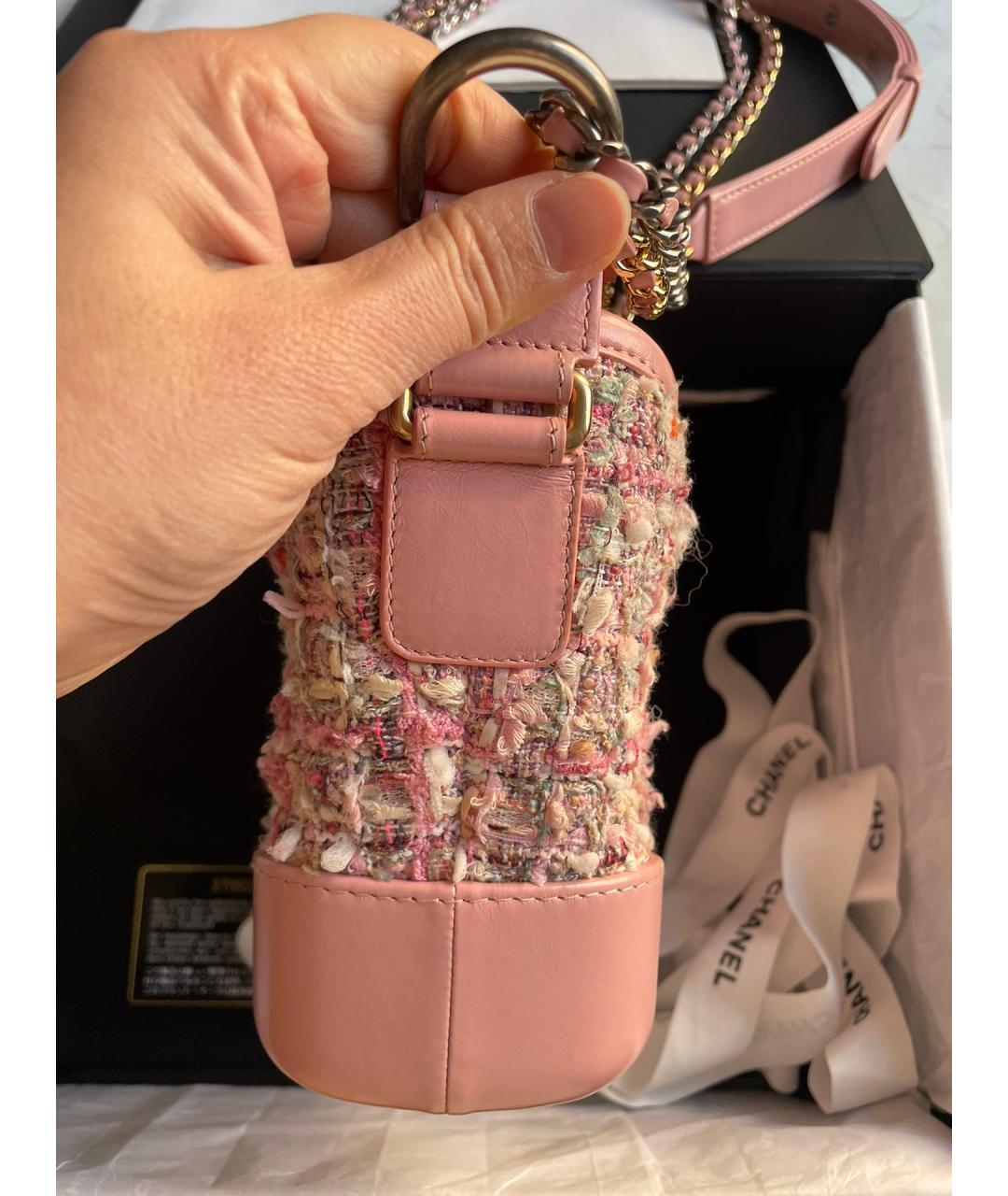 CHANEL Розовая твидовая сумка через плечо, фото 4