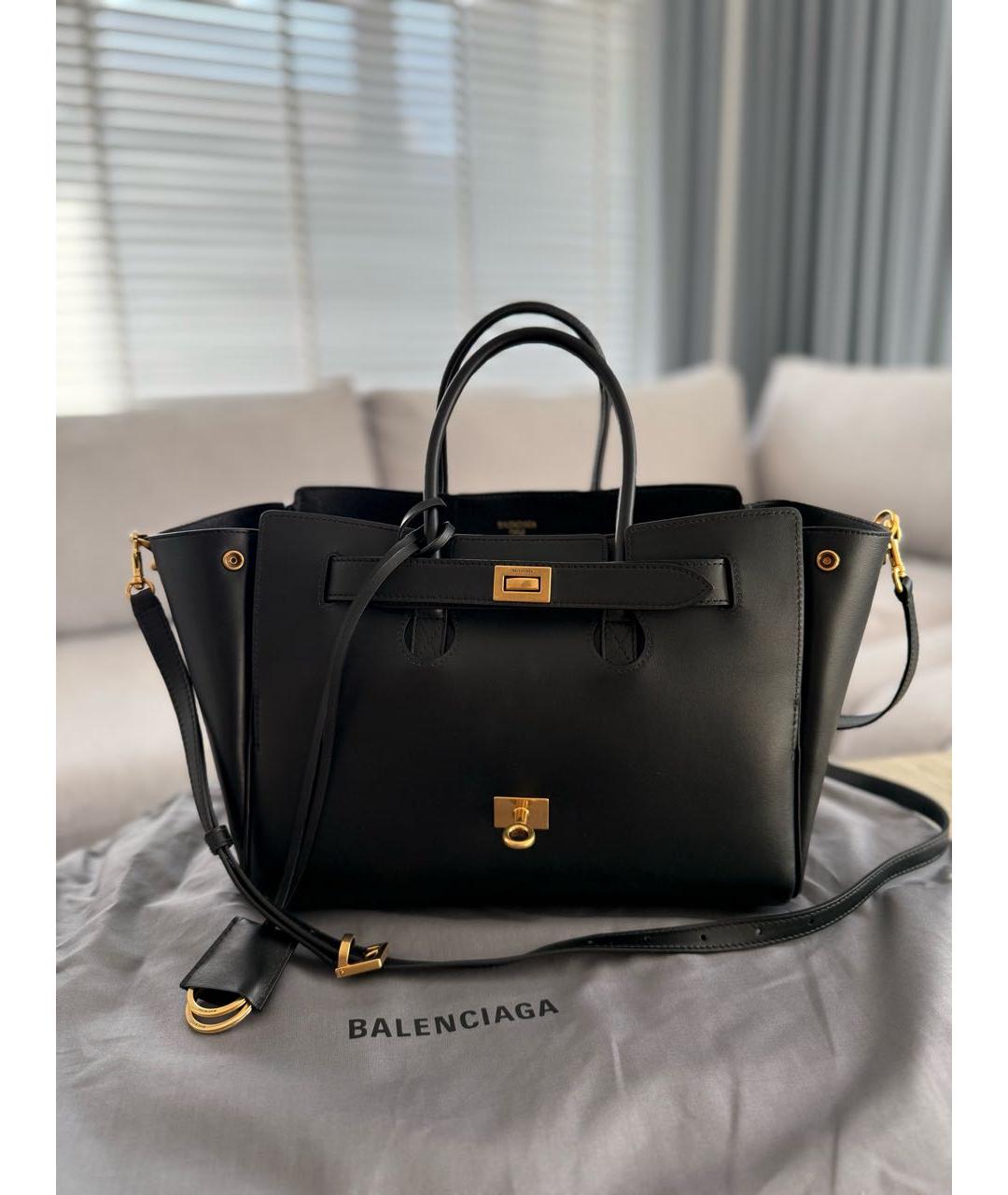 BALENCIAGA Черная кожаная сумка с короткими ручками, фото 3