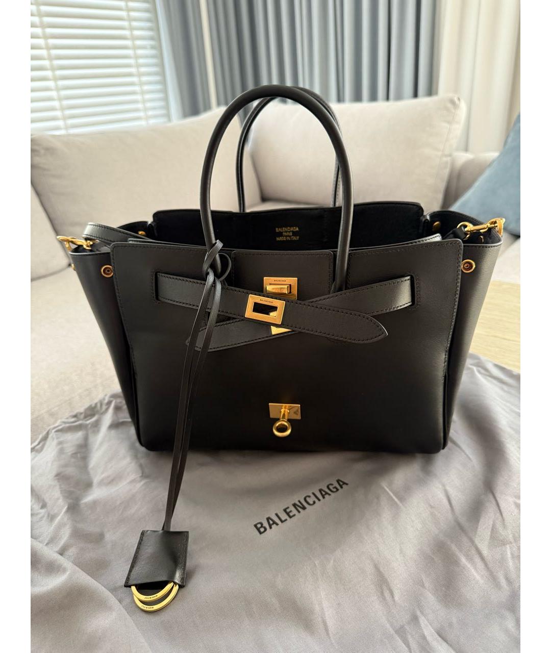 BALENCIAGA Черная кожаная сумка с короткими ручками, фото 4