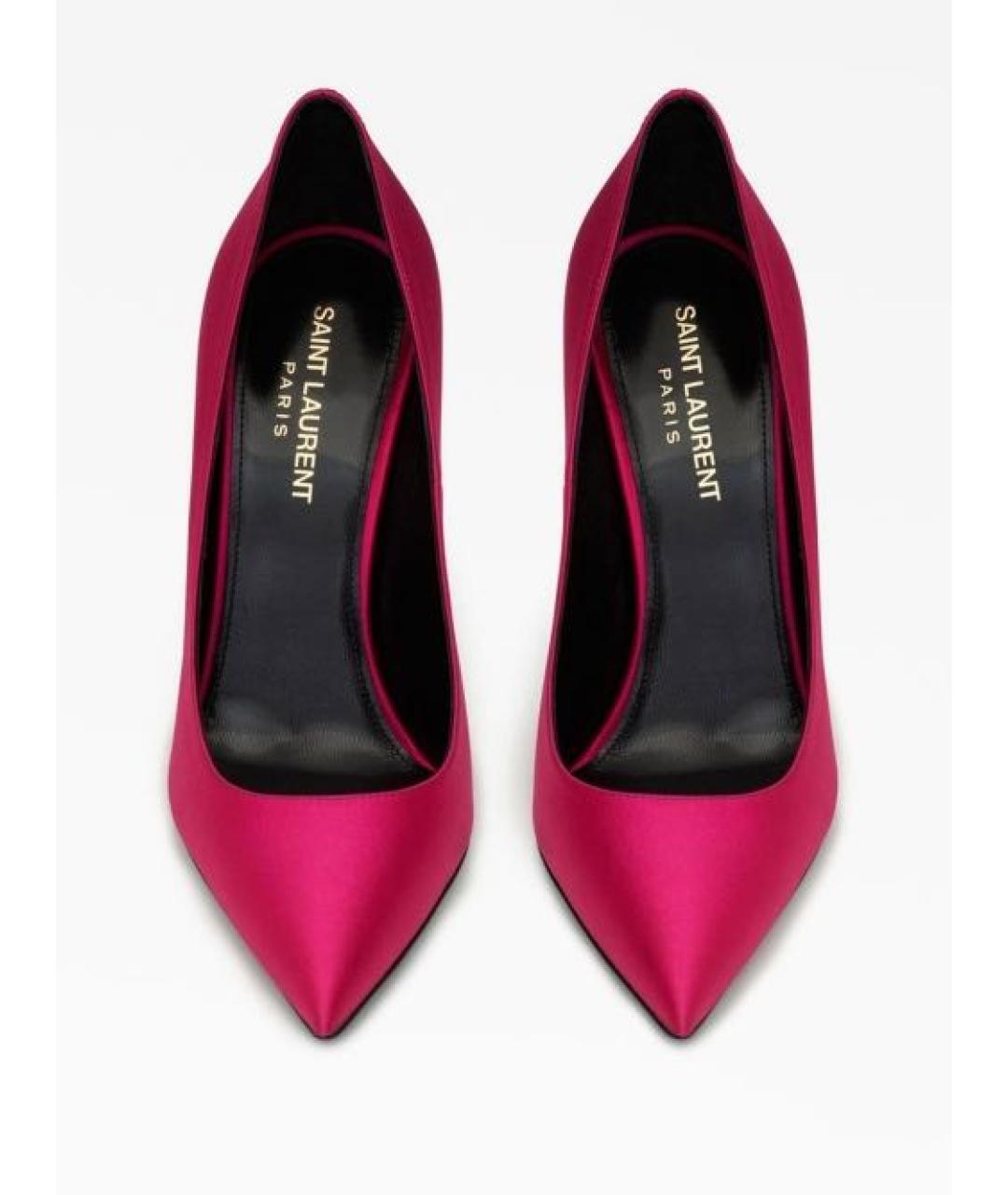 SAINT LAURENT Розовые текстильные туфли, фото 5