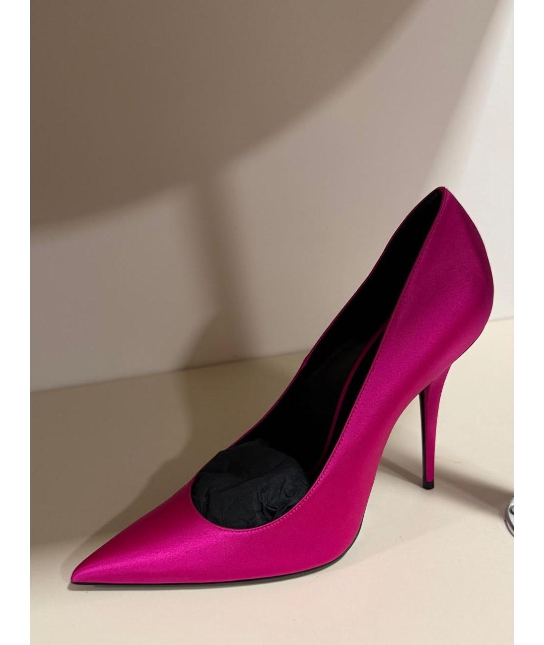 SAINT LAURENT Розовые текстильные туфли, фото 4