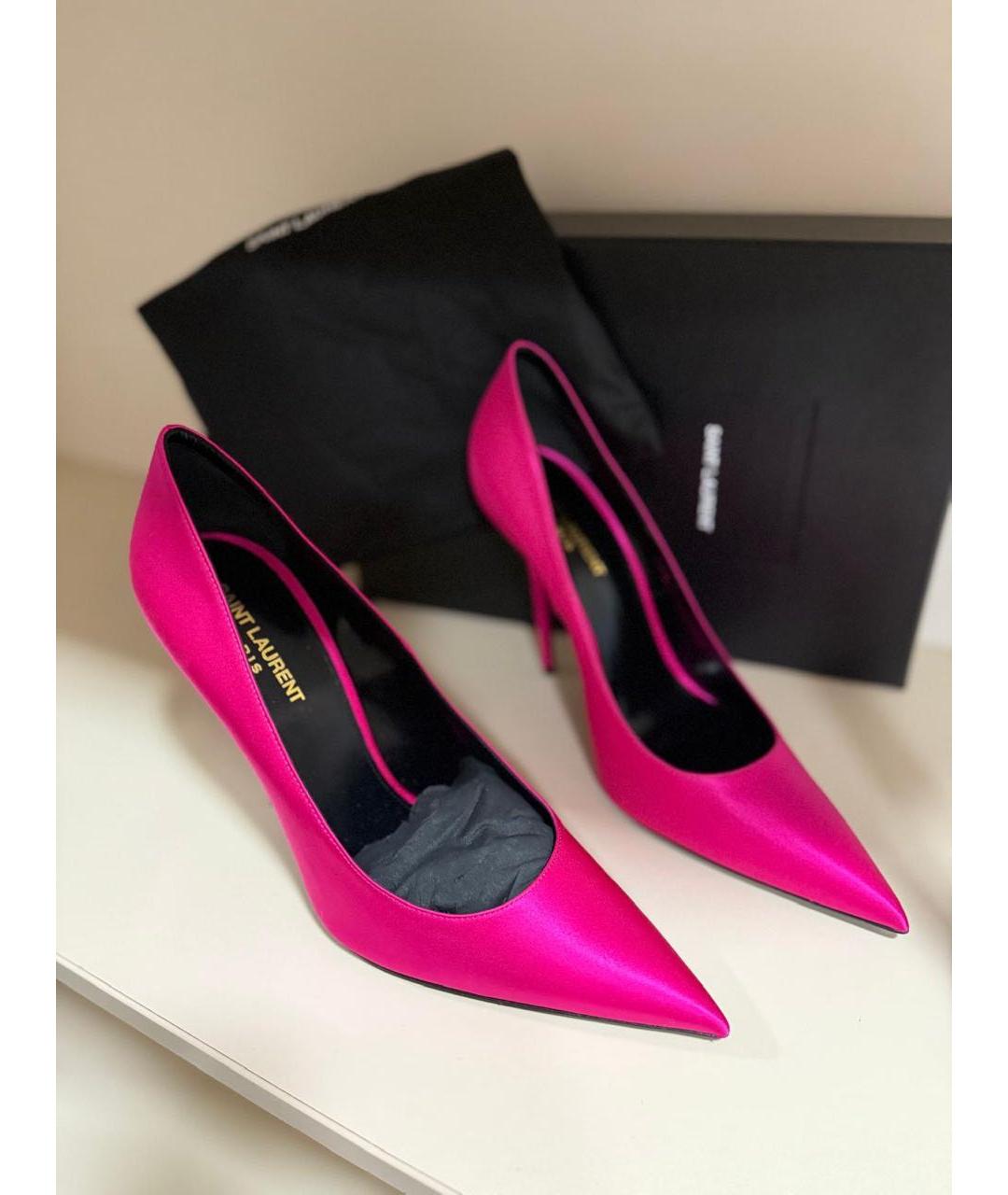 SAINT LAURENT Розовые текстильные туфли, фото 3