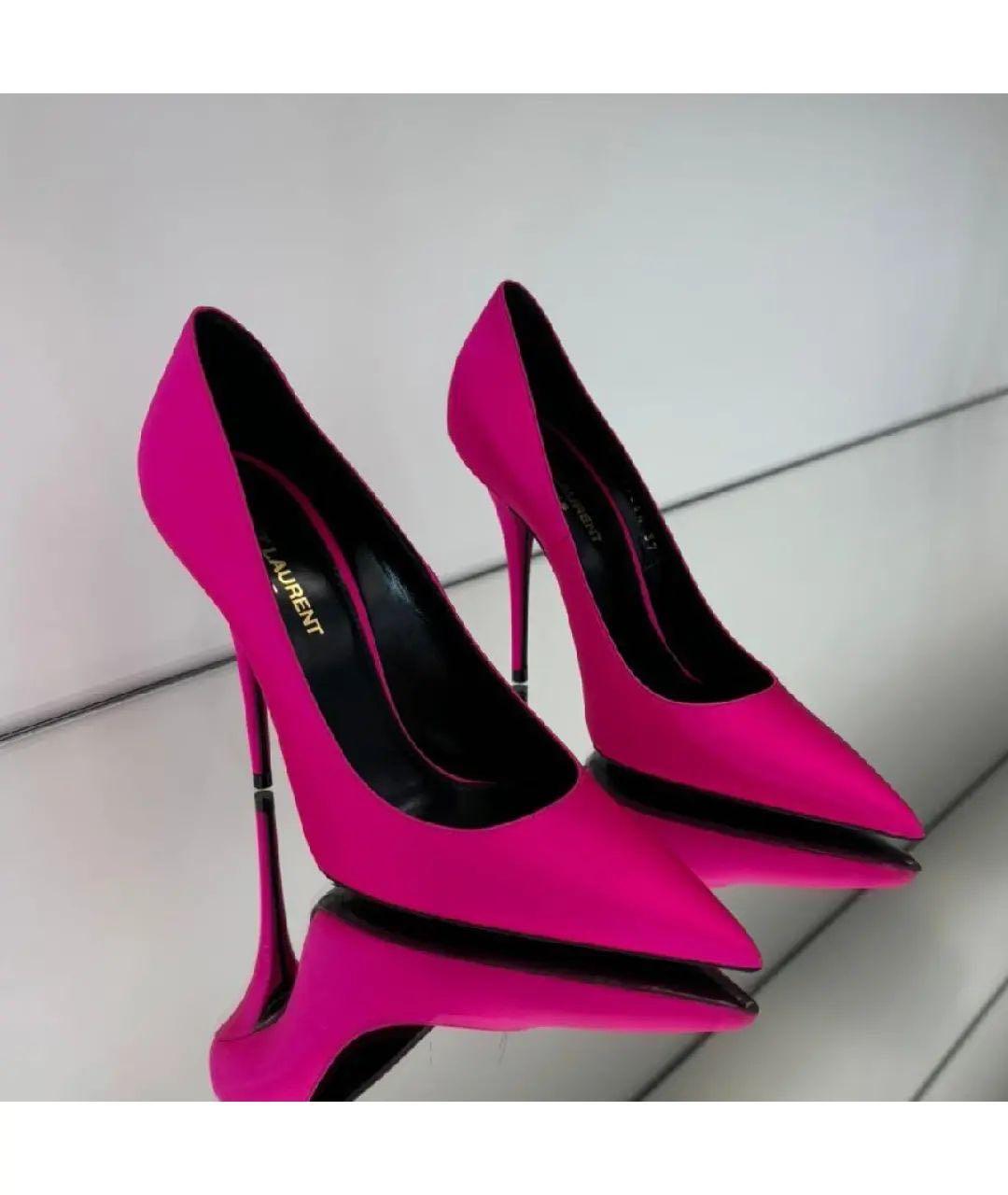 SAINT LAURENT Розовые текстильные туфли, фото 2