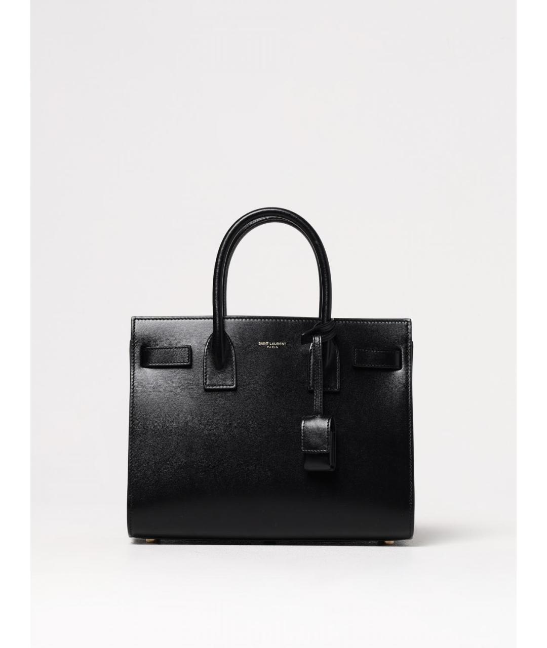 SAINT LAURENT Черная кожаная сумка тоут, фото 6