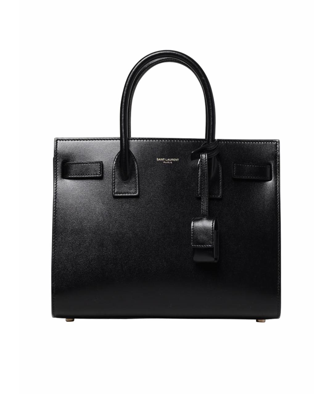 SAINT LAURENT Черная кожаная сумка тоут, фото 1