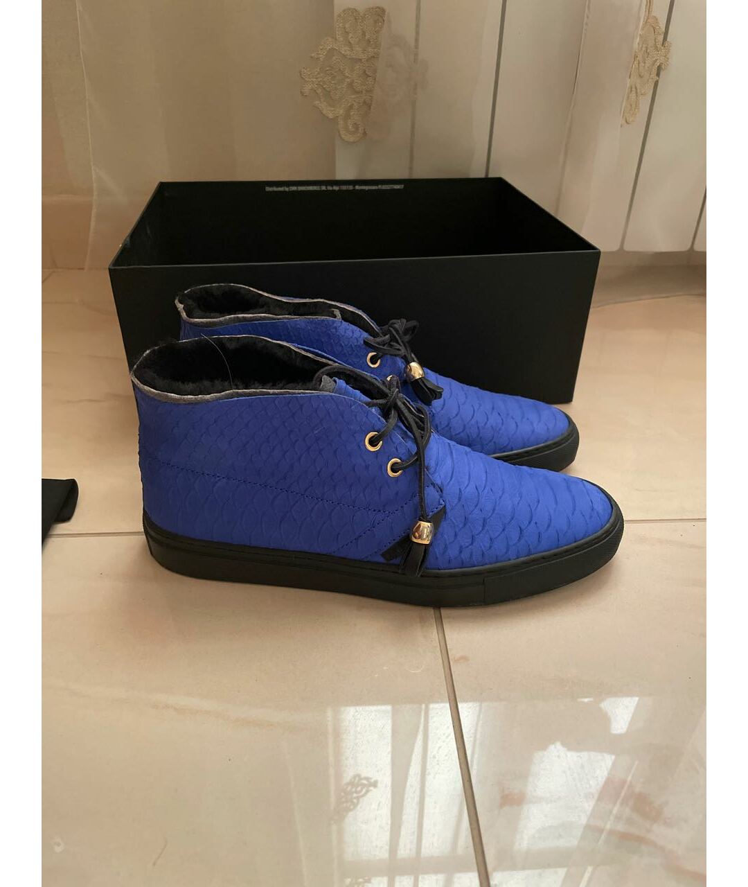 BIKKEMBERGS Синие кожаные высокие ботинки, фото 9