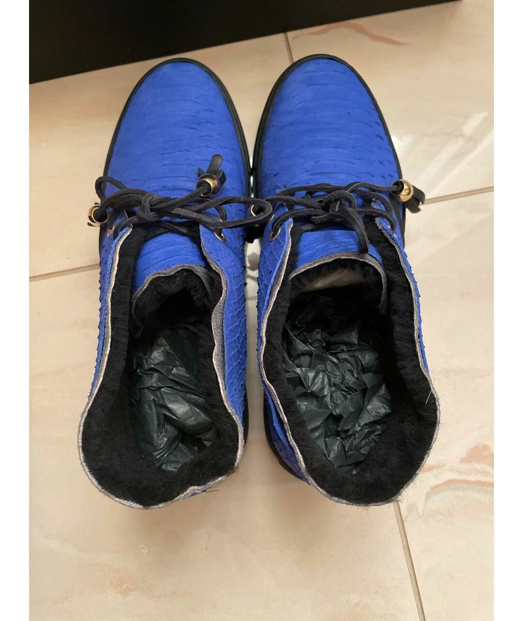 BIKKEMBERGS Синие кожаные высокие ботинки, фото 3