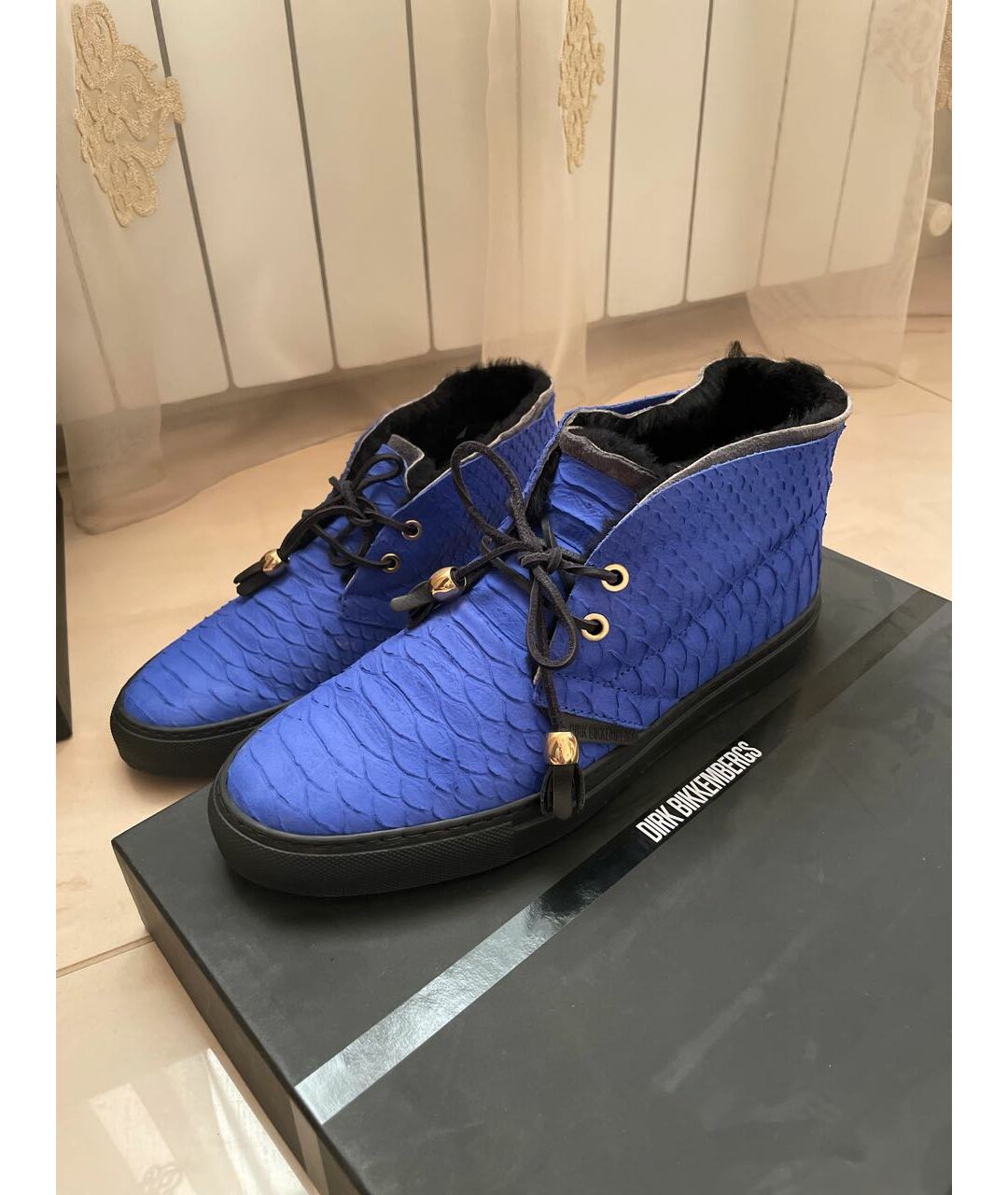 BIKKEMBERGS Синие кожаные высокие ботинки, фото 7