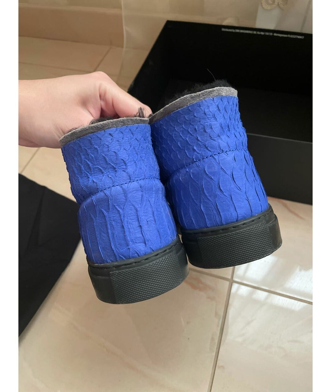 BIKKEMBERGS Синие кожаные высокие ботинки, фото 4
