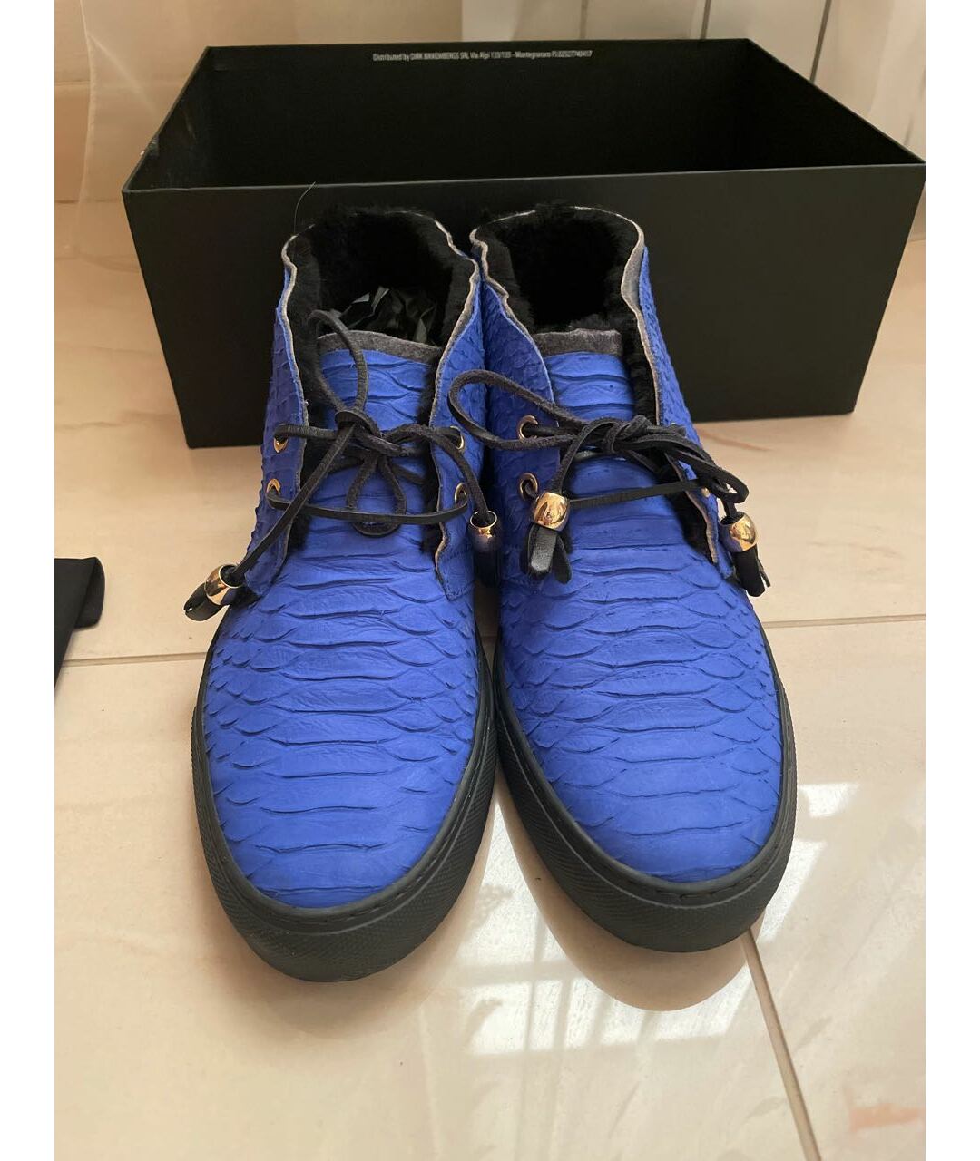 BIKKEMBERGS Синие кожаные высокие ботинки, фото 2
