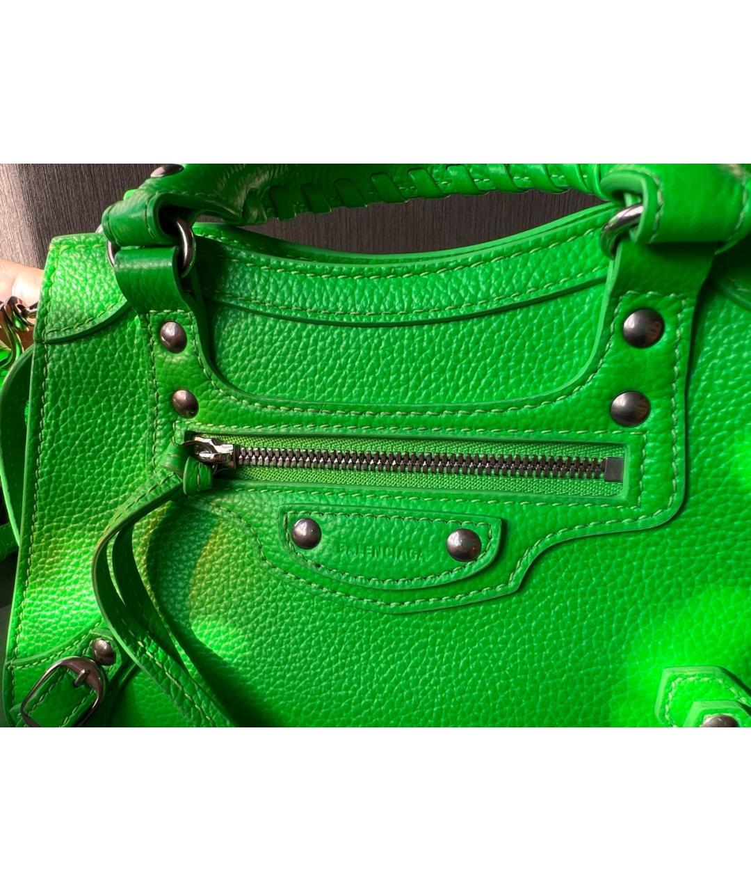 BALENCIAGA Зеленая кожаная сумка с короткими ручками, фото 5