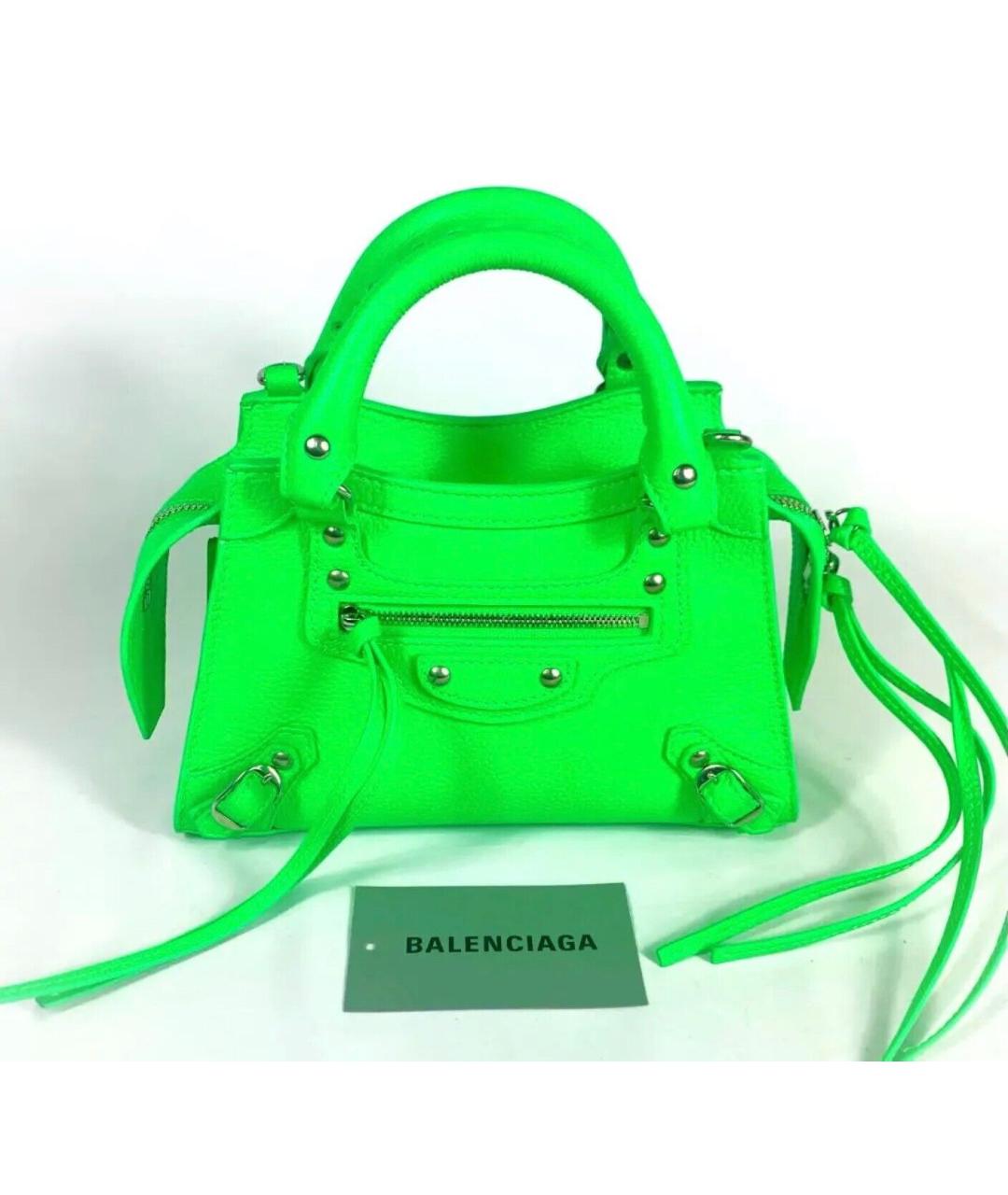 BALENCIAGA Зеленая кожаная сумка с короткими ручками, фото 8
